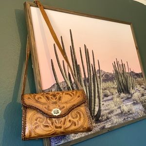 Vintage| *boho* Hand tooled leather purse